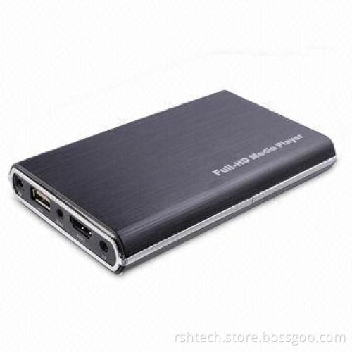 HD Media Player with 100 to 240V AC Input and 5V DC Output Voltage, Measures 132 x 82 x 21mm
